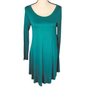 Dearcase Teal Jersey Knit Long Sleeve Swing Dress Small NWT